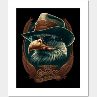 Retro logo with animal Eagle Posters and Art